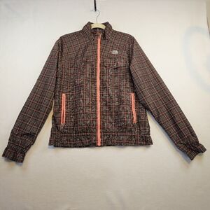The North Face Light Weight Plaid Zip-Up Jacket Womans L Windbreaker Style